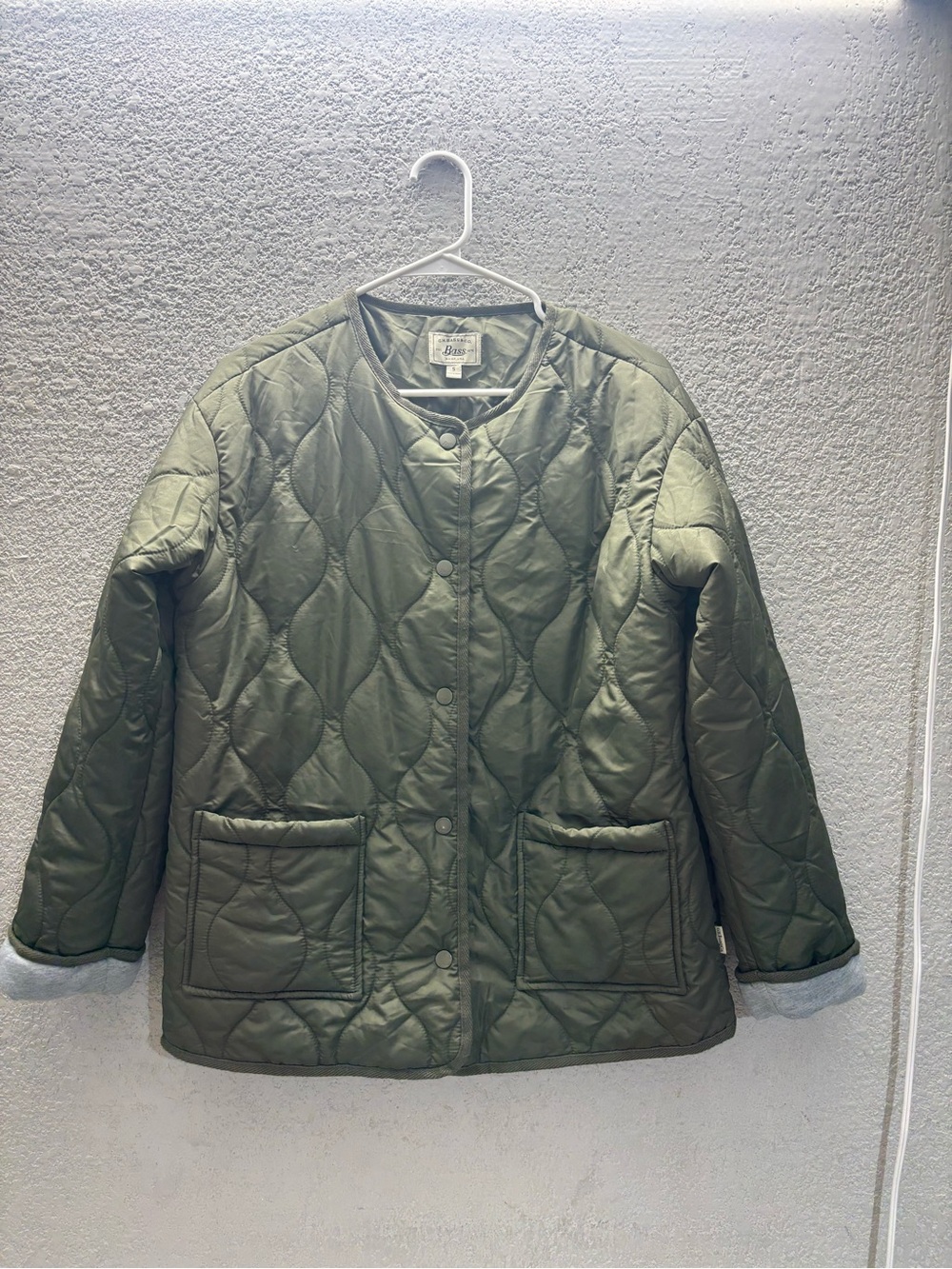G.H. Bass & Co. Olive Quilted Snap-Front Puffer Jacket